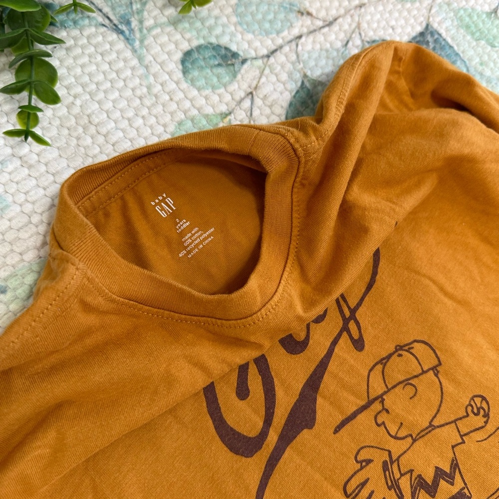GAP X Peanuts Charlie Brown Graphic Long Sleeve Shirt Baseball Size 2T Boy HTF - Picture 12 of 14